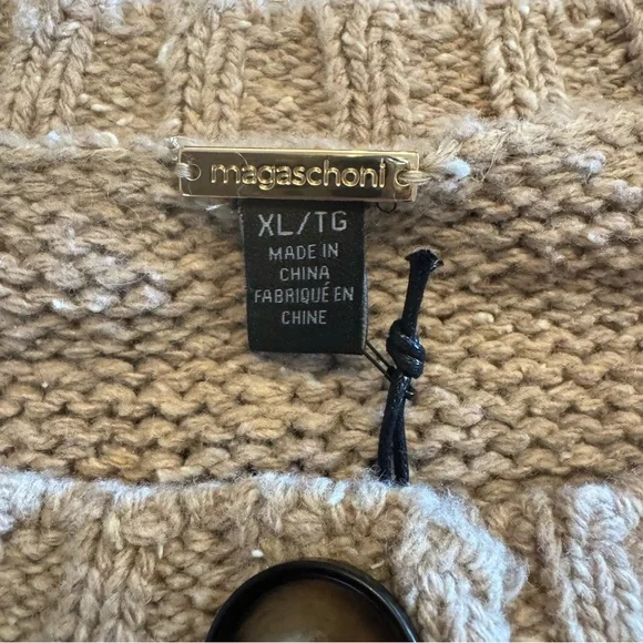 NWT Magaschoni Women’s Brown Blue Patterned Cardigan X-Large Button - Picture 7 of 8